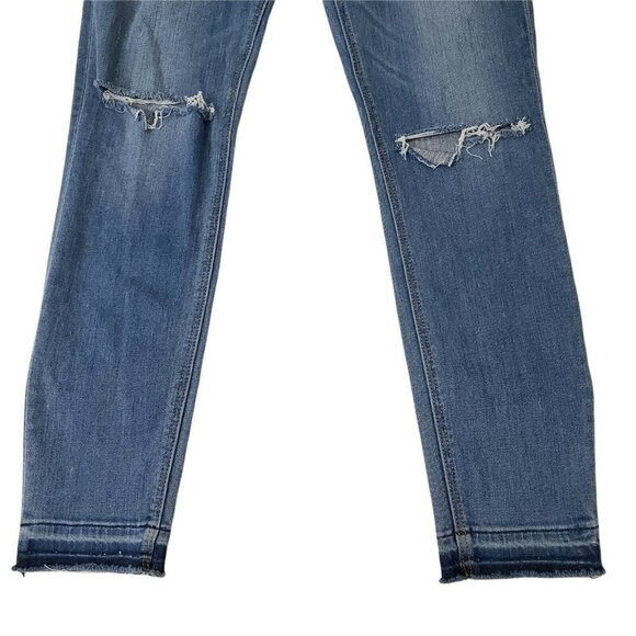 GRLFRND Jeans‎ 28 Blue Skinny Candice Mid Rise Distressed Raw Hem Stretch - Picture 3 of 11